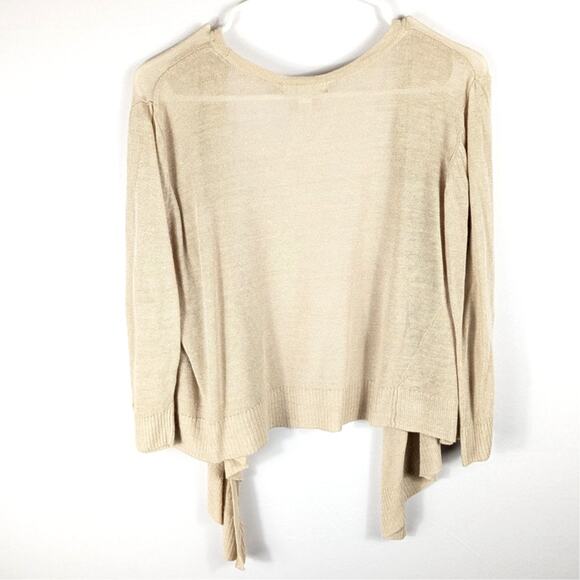 Dressbarn M Linen Rayon Open Front Lightweight Cardigan Beige Long Sleeve - Picture 4 of 4
